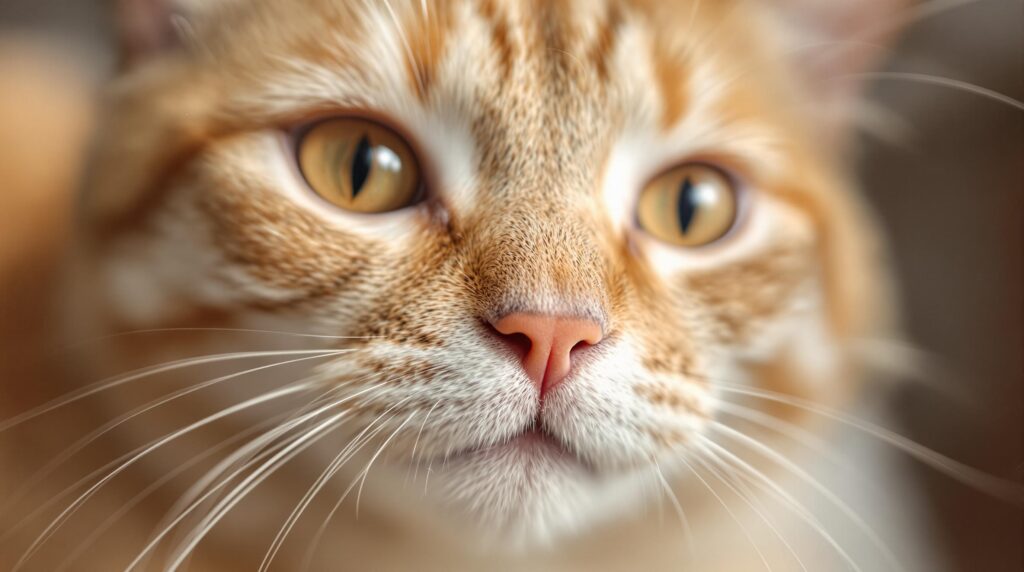 Close up a an orange tabby cat