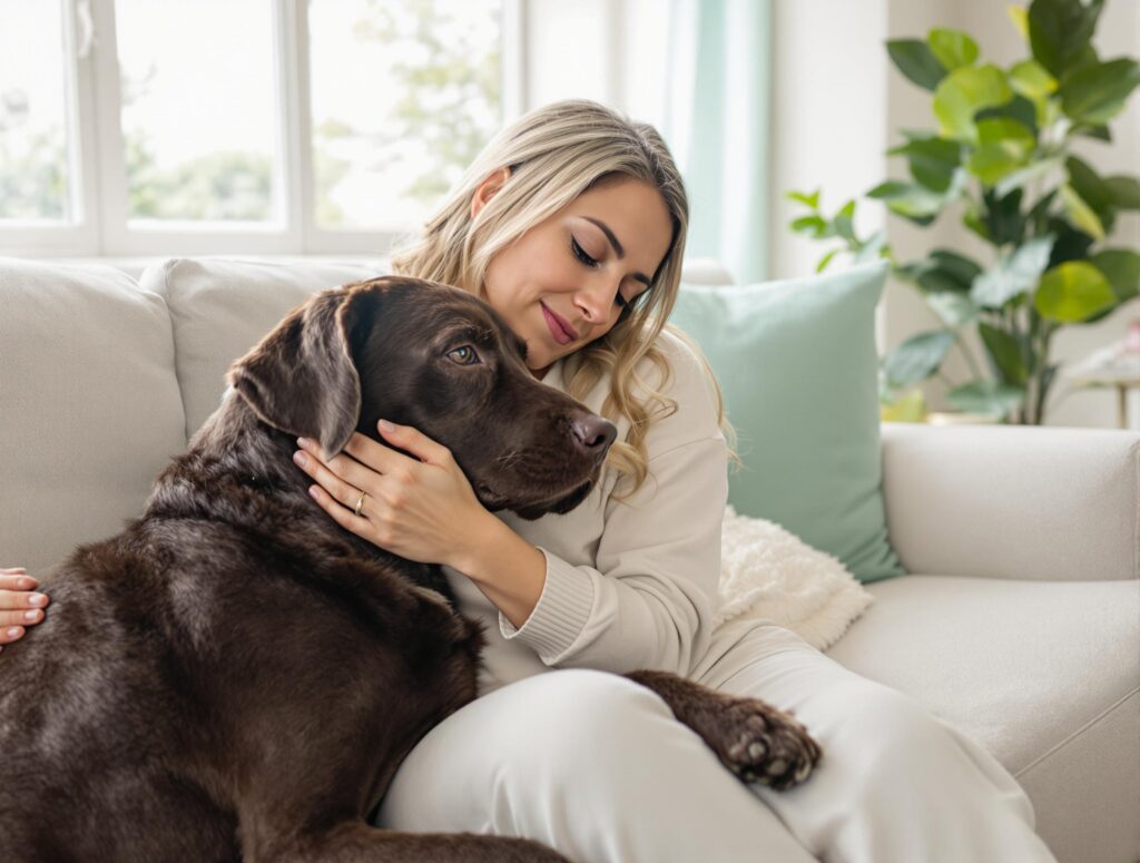 Veterinarian examining a dog for diarrhea symptoms in a modern clinic.