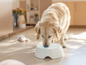 dog drinking water