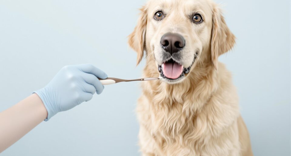 Dog Happily Receiving Oral Care