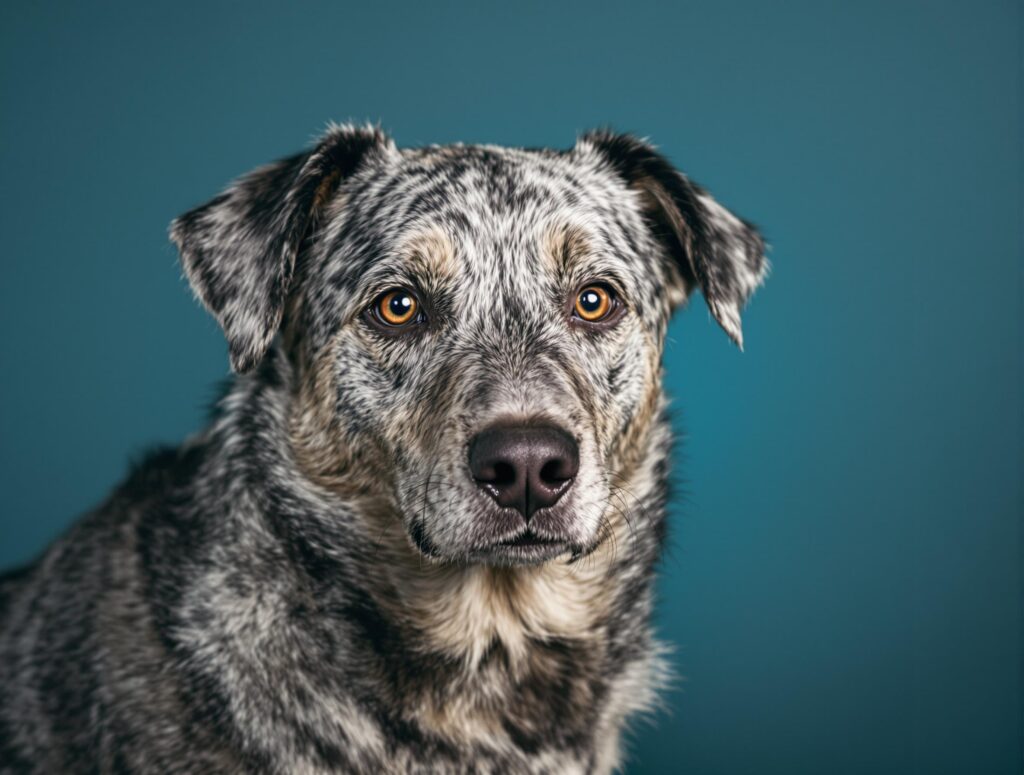 Close-up portrait of a sensitive medium-sized dog with expressive eyes, optimized for emotional depth in professional stock photography.