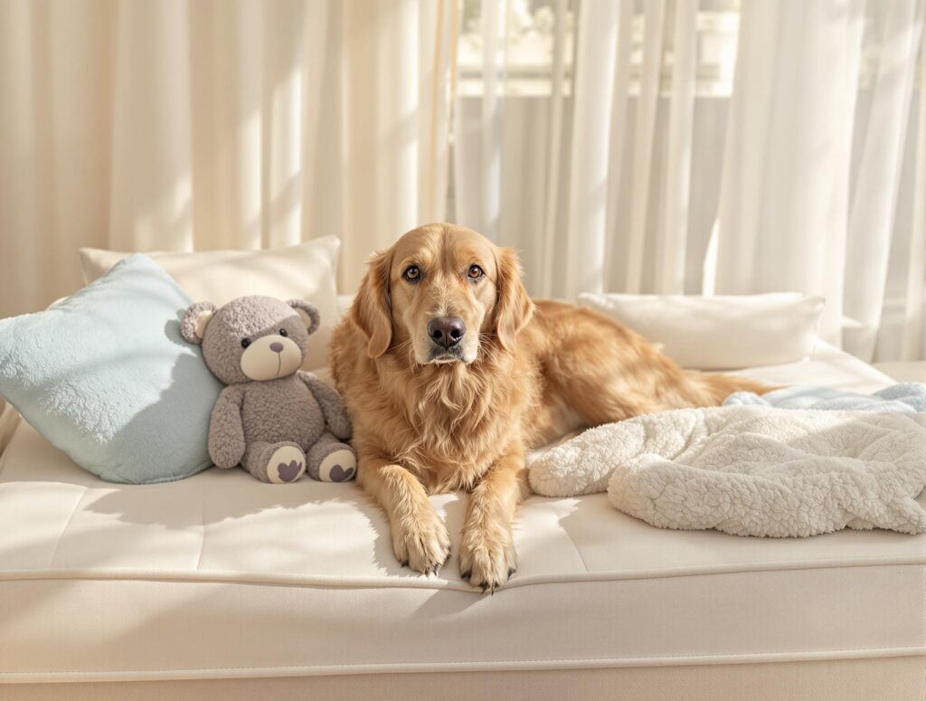 Comfy Dog Retreat Corner with Plush Toys