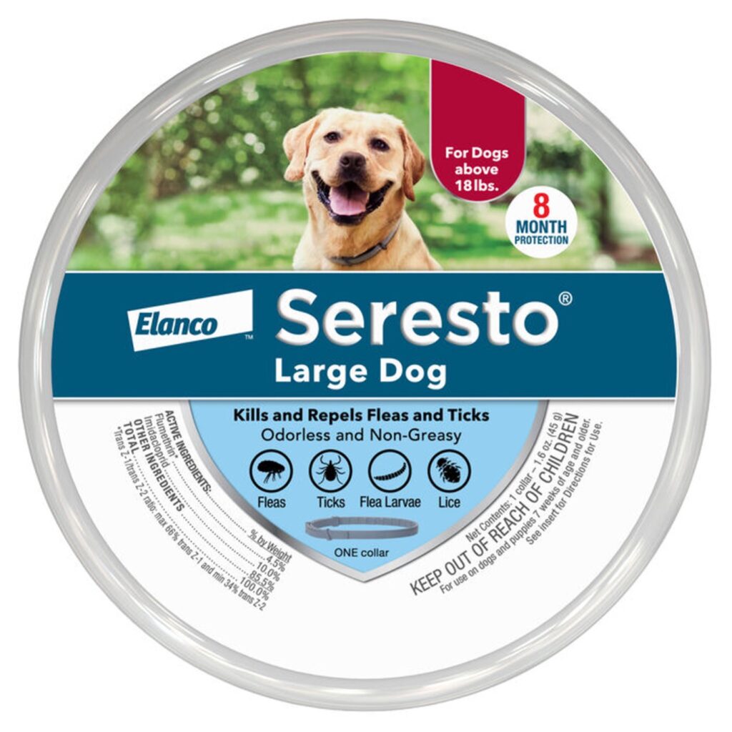 Product image of a Seresto flea and tick collar for large dogs