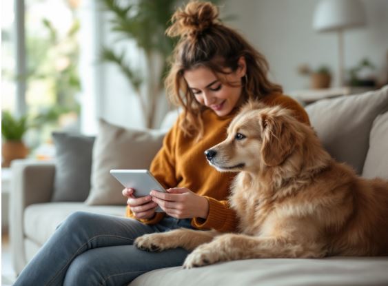 woman-with-a-golden-retriever-resting-beside-her