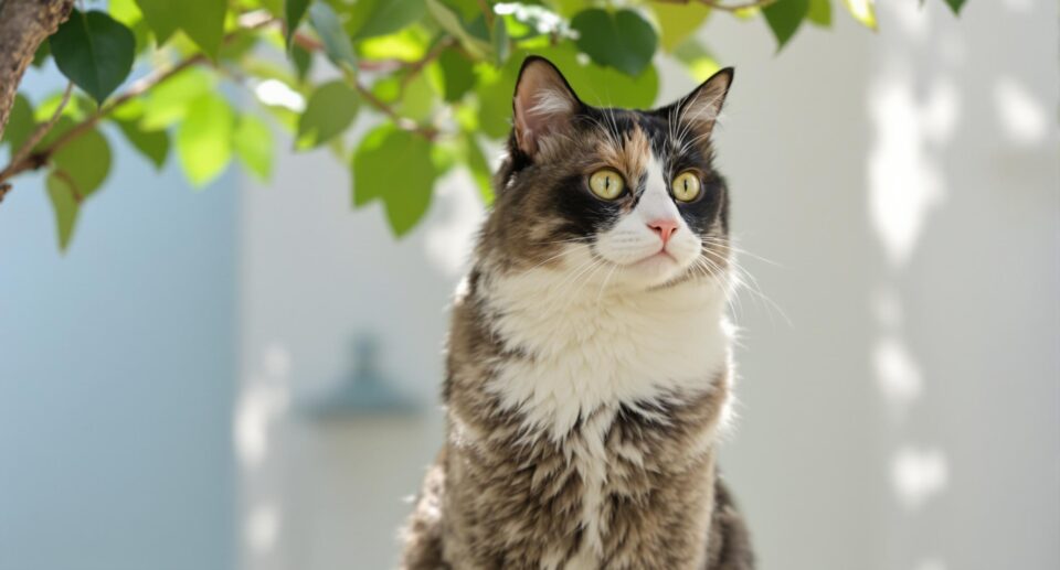 cat sitting outside in the shade
