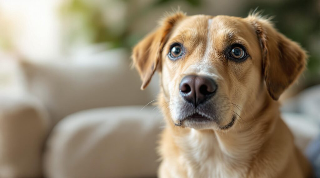 browd dog with a look of concern